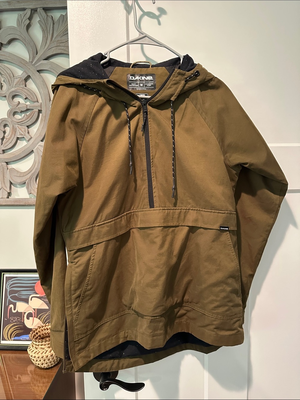 Dakine Olive Green Hooded Pullover Rain Anorak